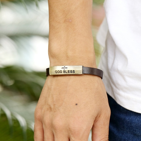 GOD BLESS Leather Bracelet - Picture 4 of 6